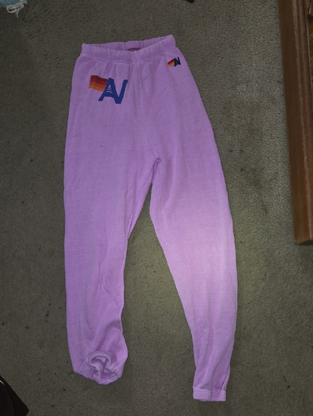 Aviator Nation Lavender Sweatpants with Rainbow Logo